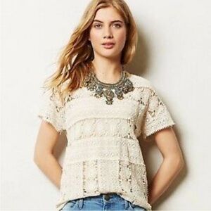 ANTHROPOLOGIE Lili's Closet Keren Cream Crochet Top | Small
